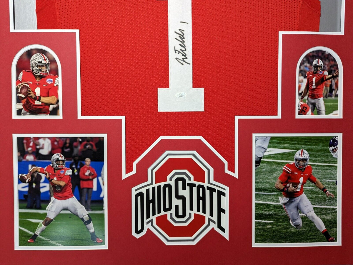 Framed Ohio State Buckeyes Justin Fields Autographed Signed Jersey Jsa Coa
