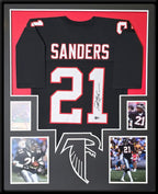 Framed Atlanta Falcons Deion Sanders Autographed Jersey Beckett Holo