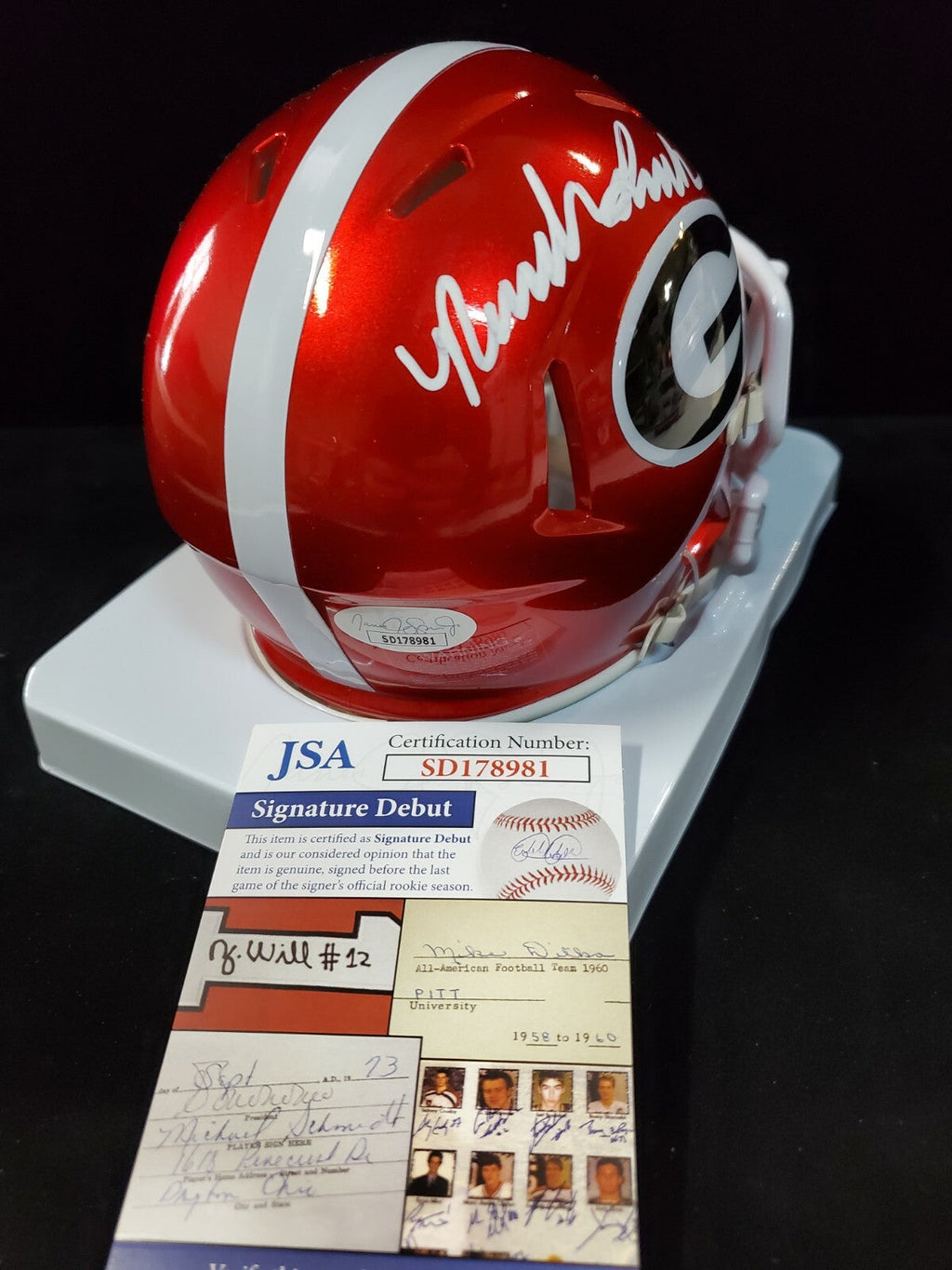 Georgia Bulldogs Nolan Smith Jr Autographed Signed Flash Mini Helmet Jsa Coa