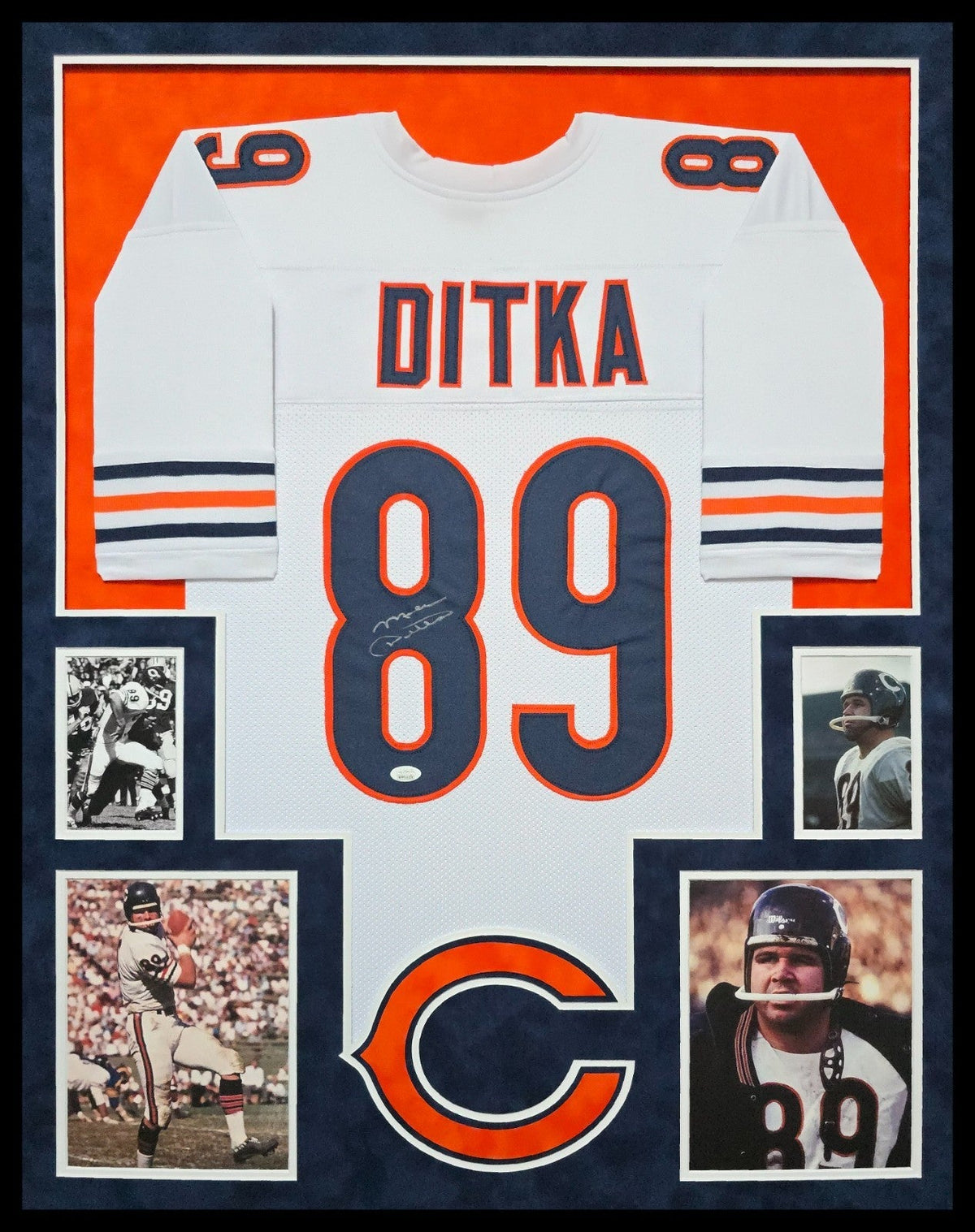 Suede Framed Chicago Bears Mike Ditka Autographed Signed Jersey Jsa Coa