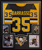 Framed Pittsburgh Penguins Tom Barrasso Autographed Signed Jersey Jsa Coa