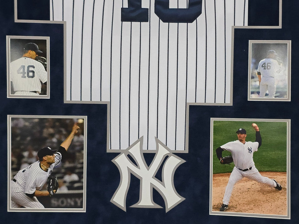 Framed Suede Andy Pettitte Autographed Signed New York Yankees Jersey Jsa Letter