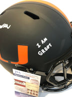 Greg Rousseau Signed Inscr Miami Hurricanes Full Size Eclipse Rep Helmet Jsa Coa