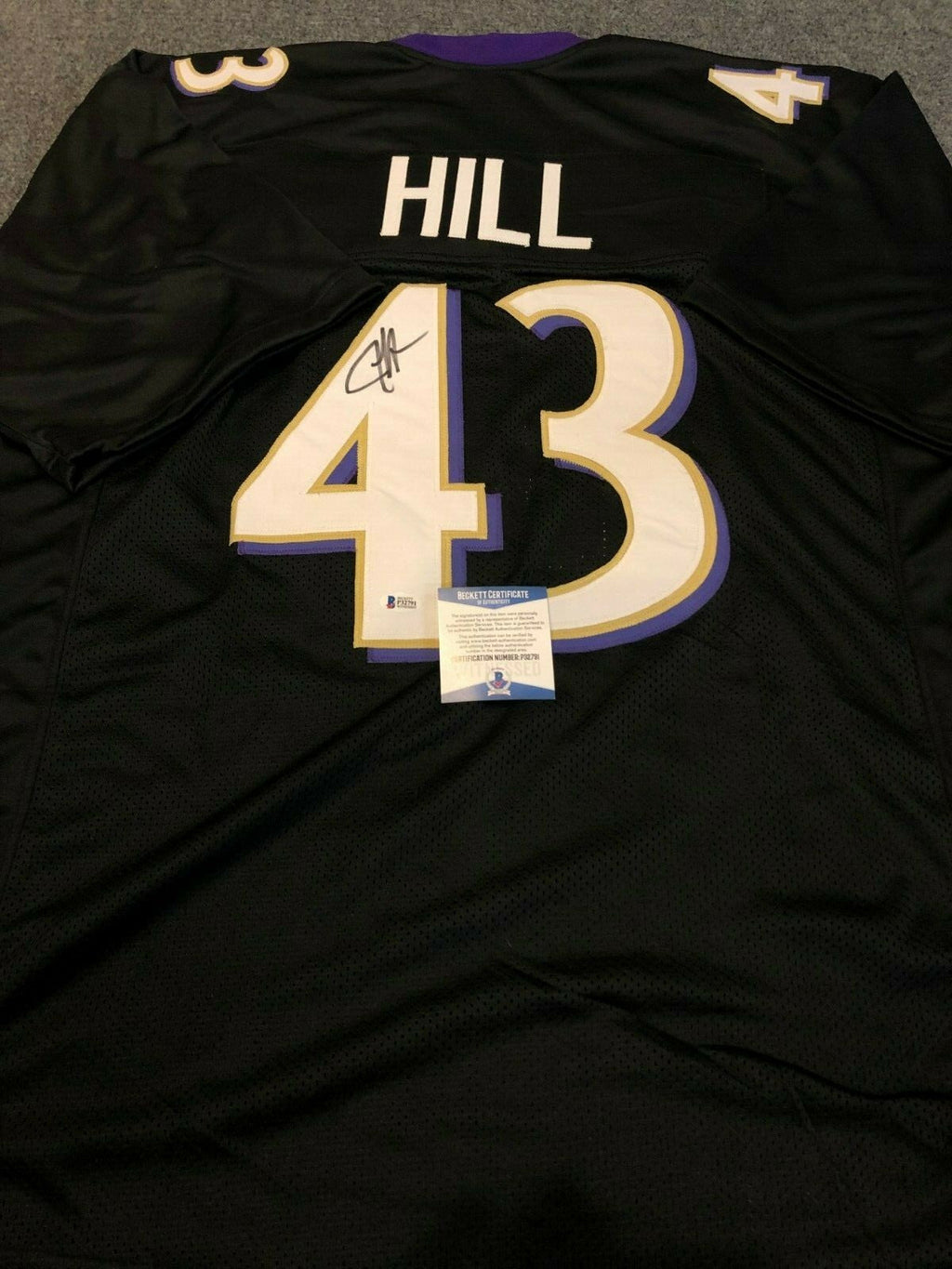 Baltimore Ravens Justice Hill Autographed Signed Jersey Beckett Coa