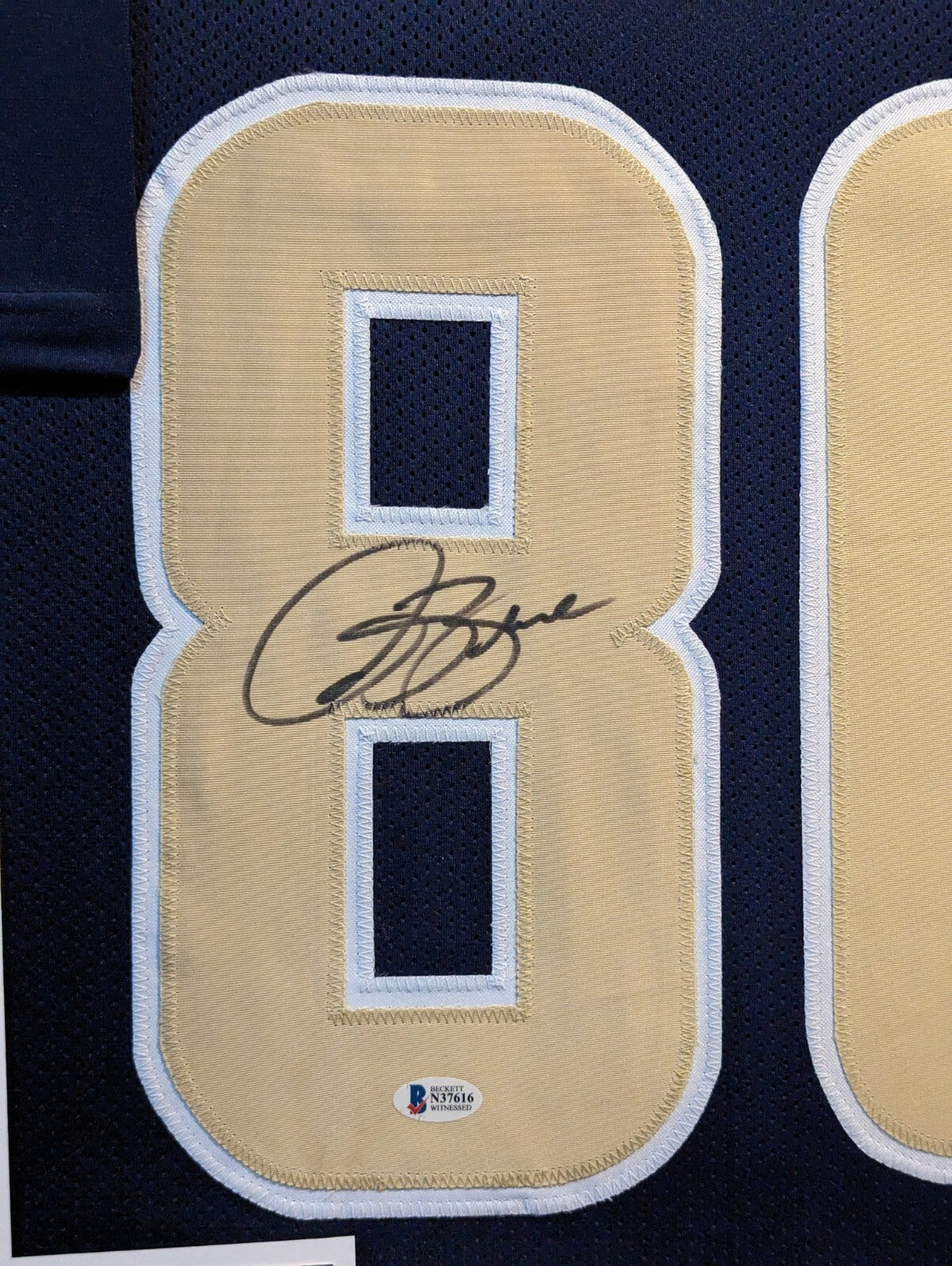 Framed St. Louis Rams Isaac Bruce Autographed Signed Jersey Beckett Coa