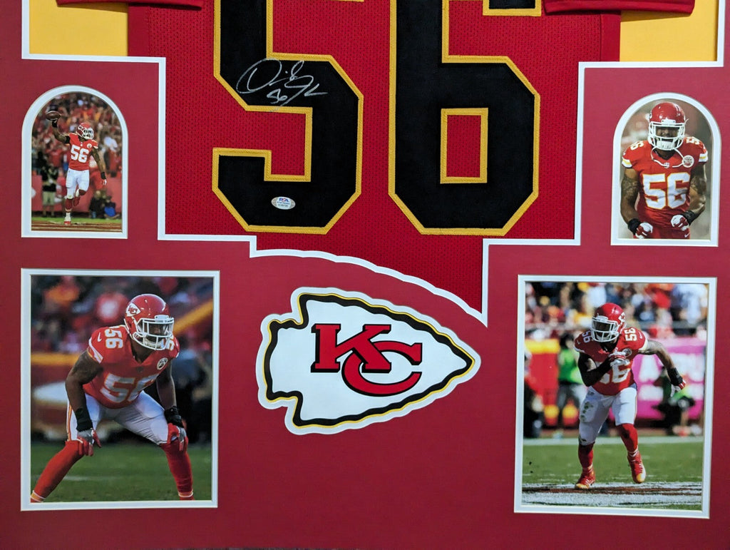 Framed Kansas City Chiefs Derrick Johnson Autographed Inscribed Jersey Psa Coa