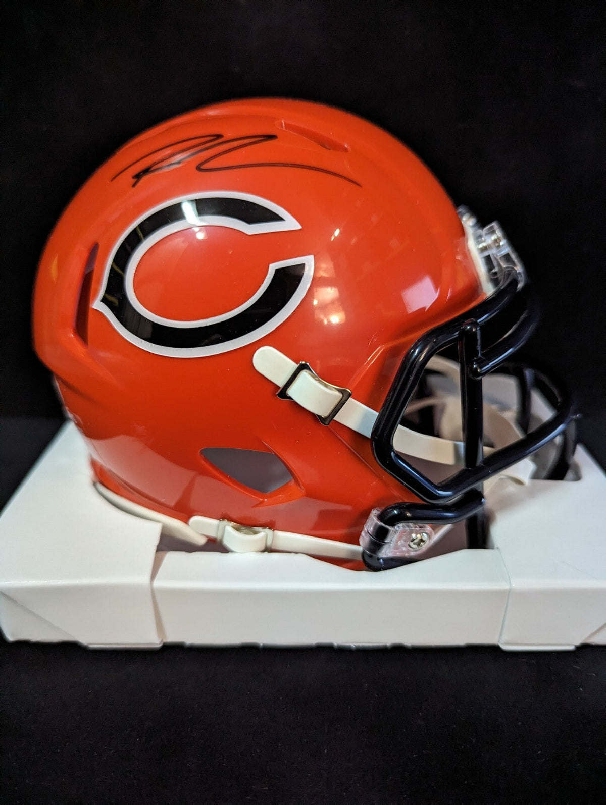 Chicago Bears Roschon Johnson Autographed Alt Orange Mini Helmet Beckett Holo