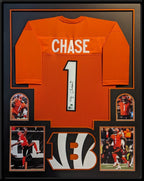 Framed Cincinnati Bengals Jamarr Chase Autographed Jersey Beckett Holo