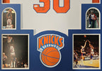 Framed New York Knicks Bernard King Autographed 2X Inscribed Jersey Jsa Coa
