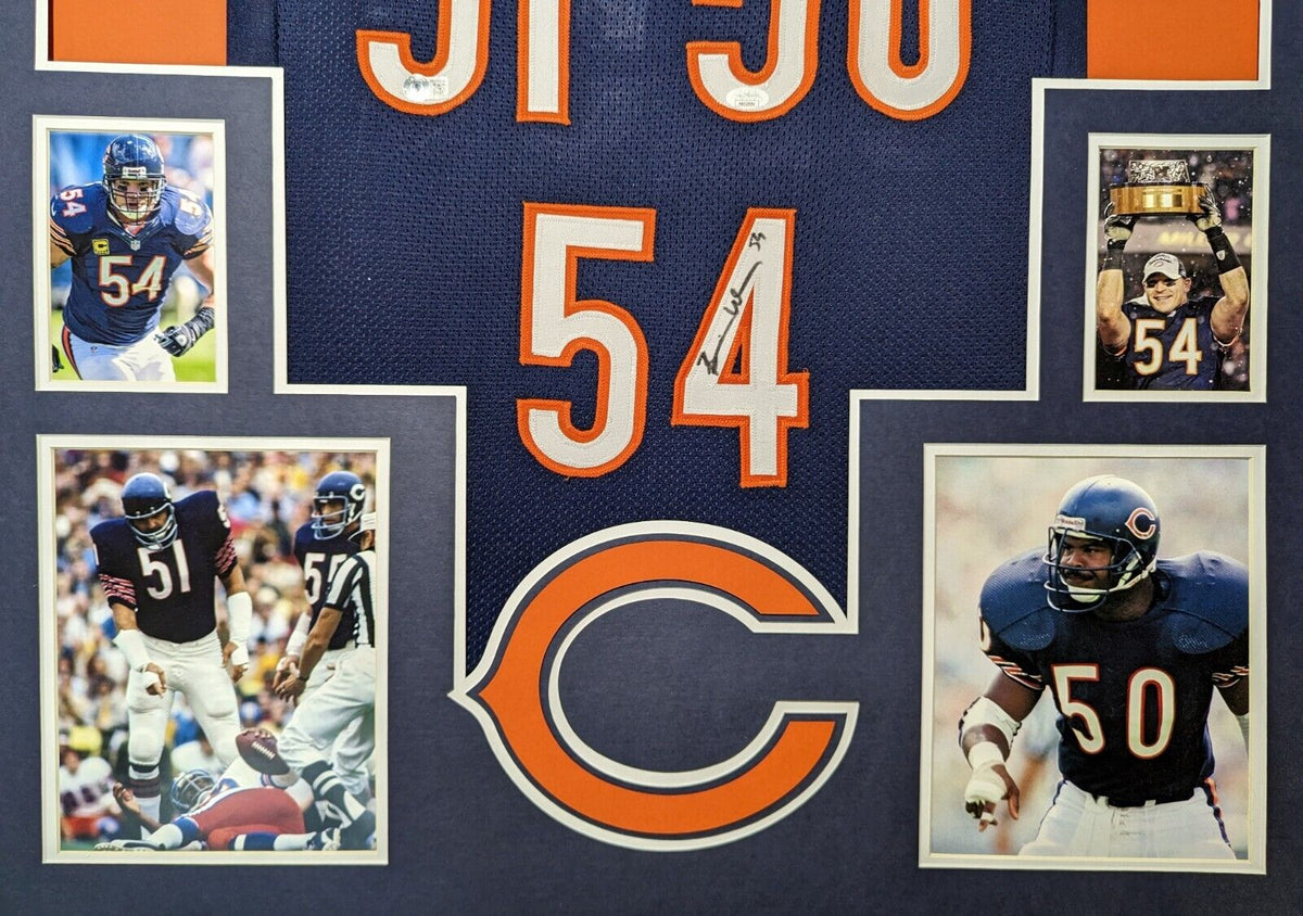 Framed Chicago Bears 3X Signed Singletary Urlacher Butkus Jersey Dual Coa