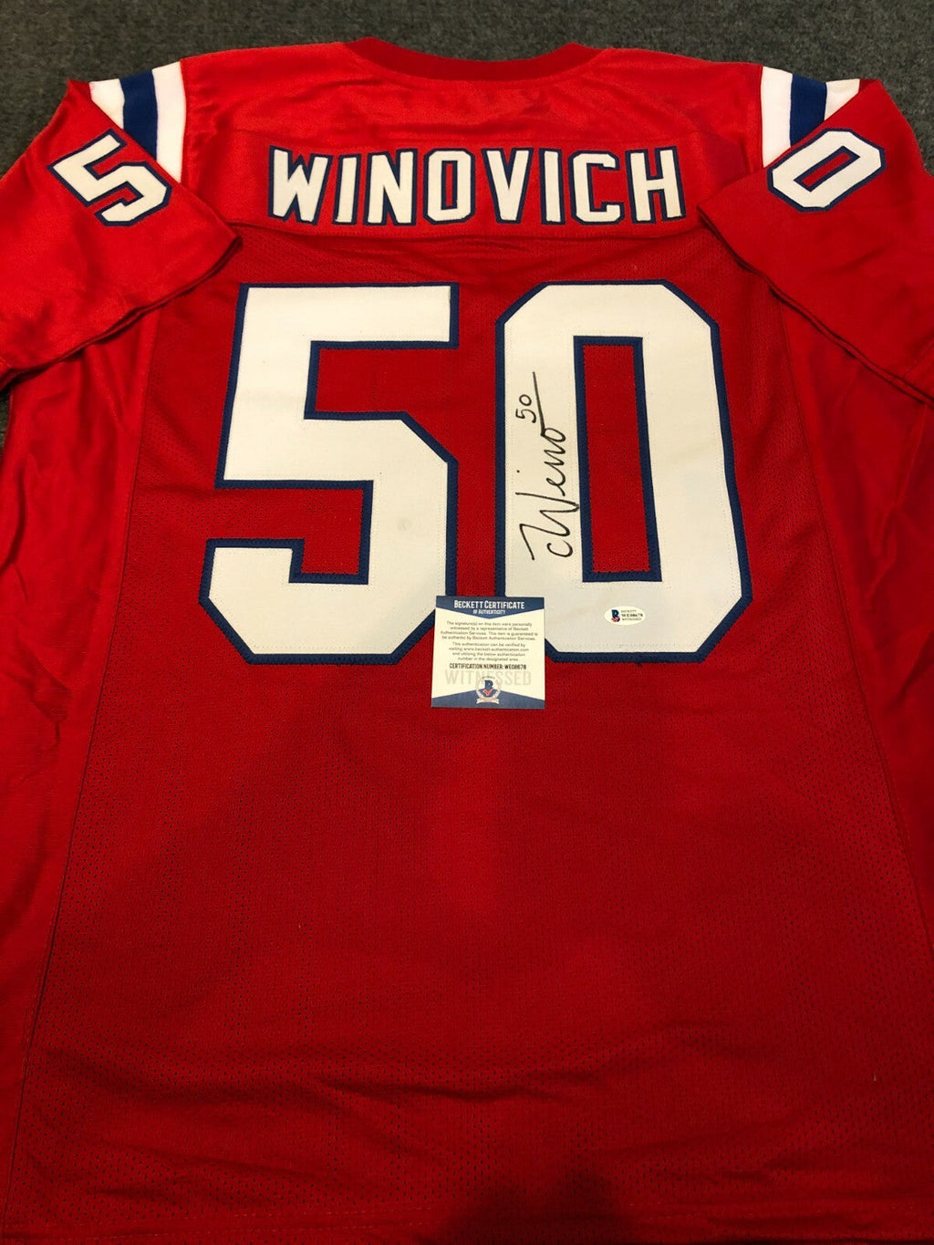 New England Patriots Chase Winovich Autographed Signed Jersey Beckett Coa