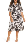 Maree Pour Toi Floral Burnout Shirtdress in Blush  Size 16W