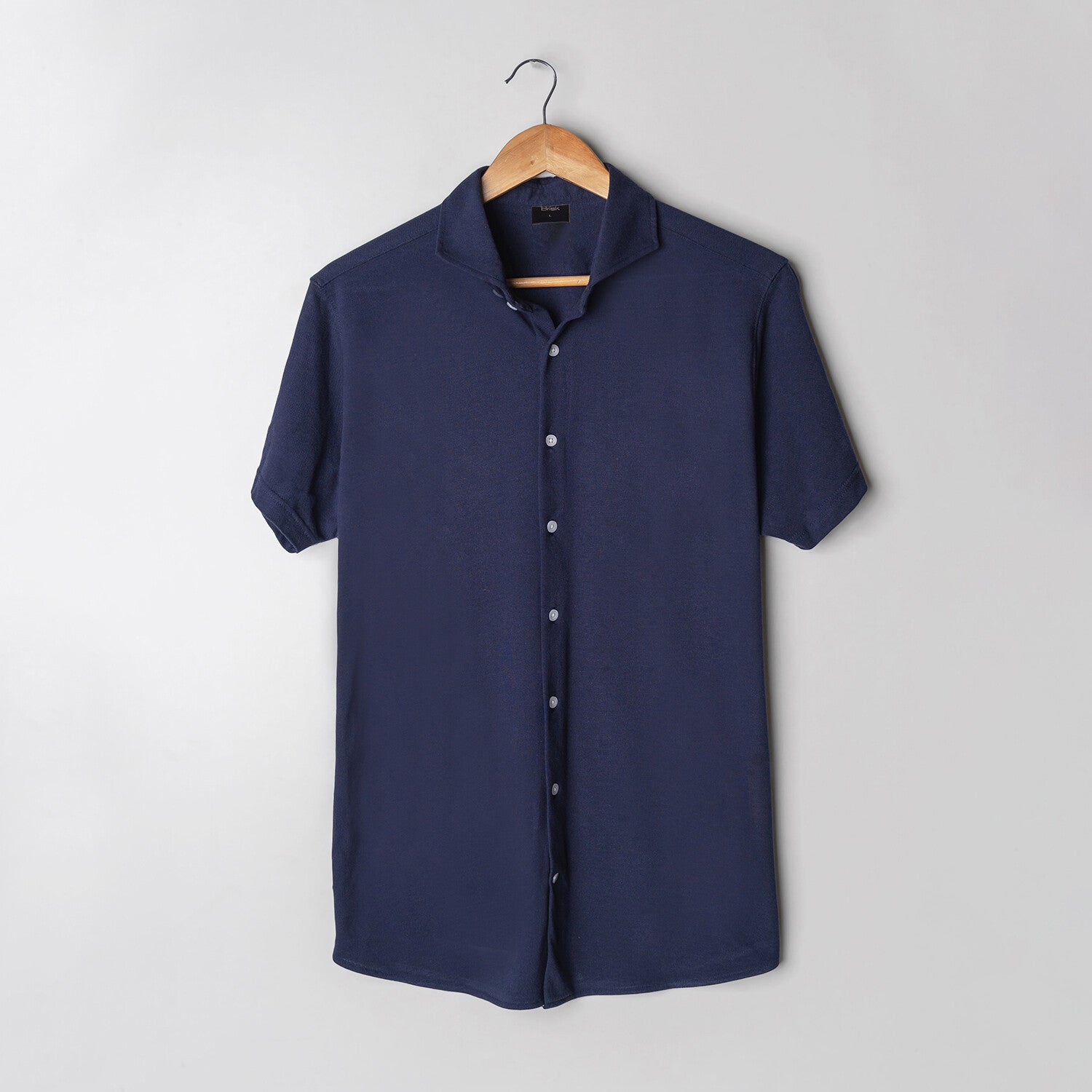 Feather Soft Piqué Button Front Shirt // Midnight Blue
