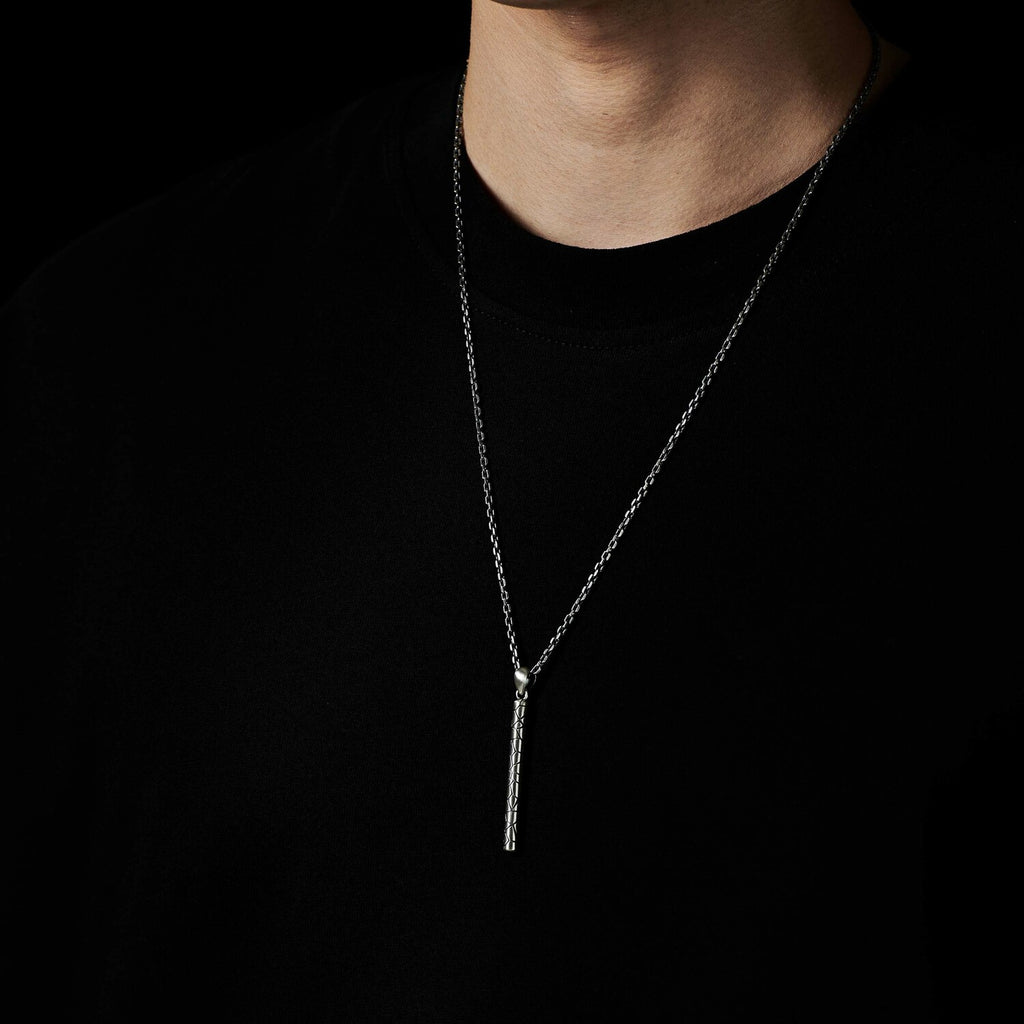 Wide Cracked Pendant No.2 + Silver Bold Chain
