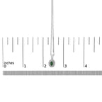 14K White Gold Oval Green Emerald and Diamond Halo Pendant Necklace - 18" Inches
