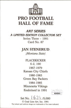 Jan Stenerud HOF Autographed Goal Line Art GLAC Postcard KC Chiefs JSA