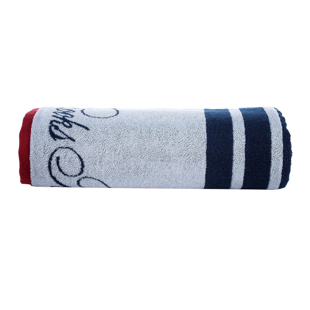 Nautical Blanket Stripe Bath Sheet // White