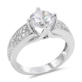 CZ 7mm Sterling Silver Plated Crossover Halo Promise, Engagement Ring