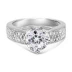 CZ 7mm Sterling Silver Plated Crossover Halo Promise, Engagement Ring