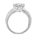 CZ 7mm Sterling Silver Plated Crossover Halo Promise, Engagement Ring