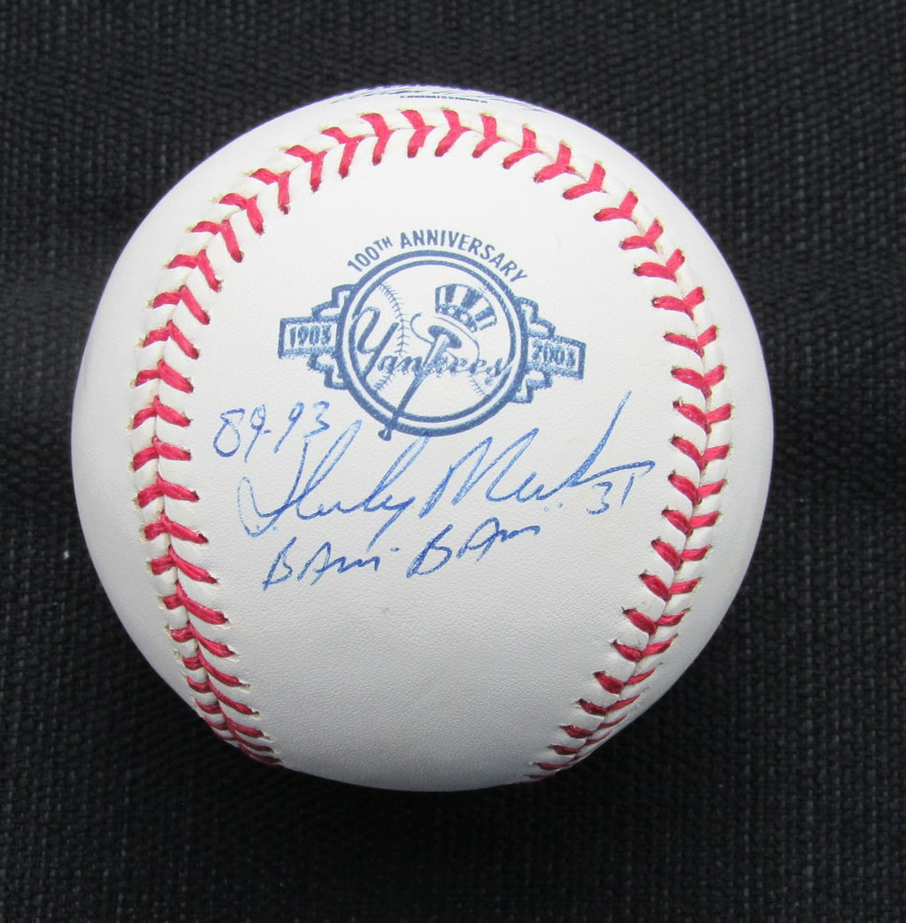 Hensley Bam Bam Meulens Signed/Auto Yankees 100th OML Baseball JSA Inscr  186949
