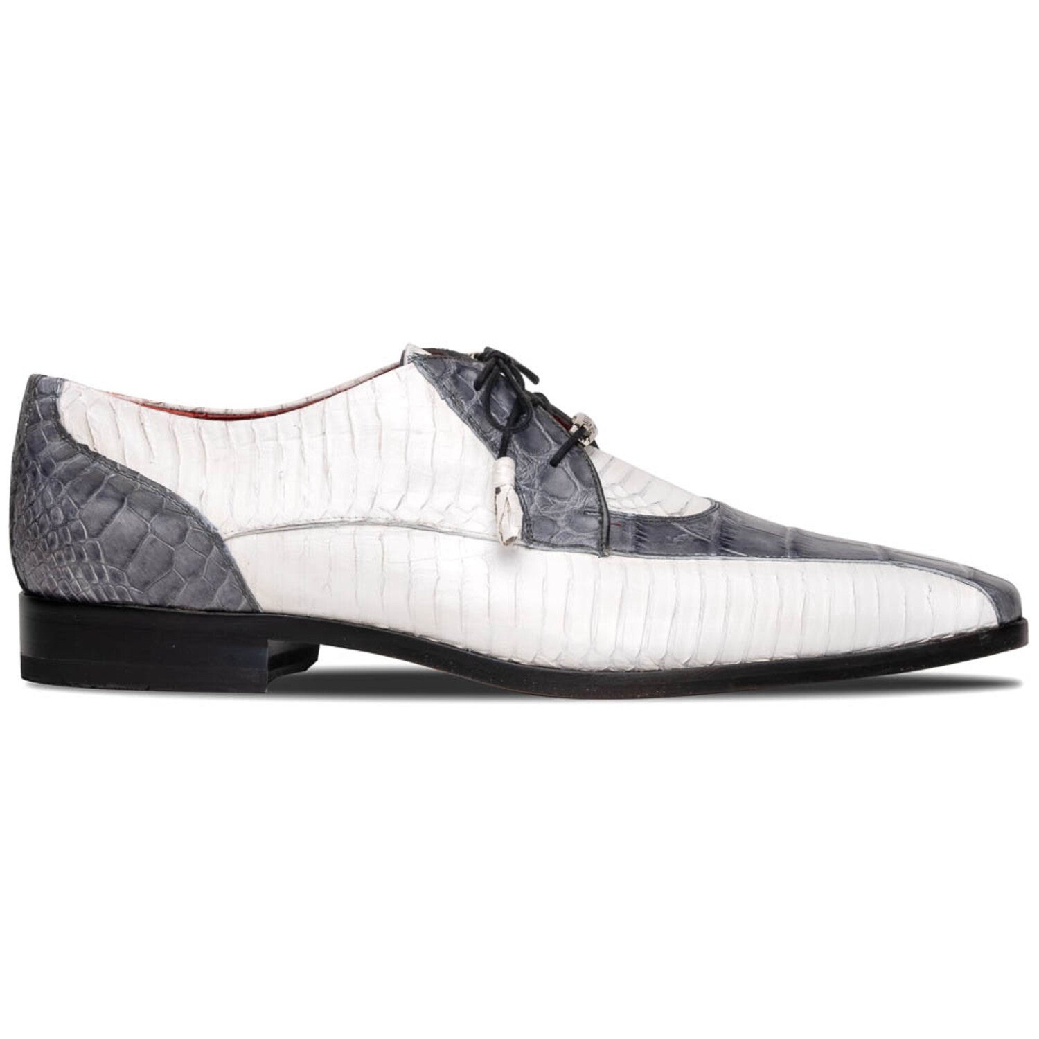 Moncalieri // Alligator + Cobra Skin Leather Oxfords // Gray + White