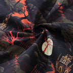 Halloween Hawaiian Shirt For Men Midnight Castle Shirt Camp Collar 100% Cotton