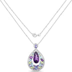 6.40 Carat Genuine Multi Stones .925 Sterling Silver Pendant