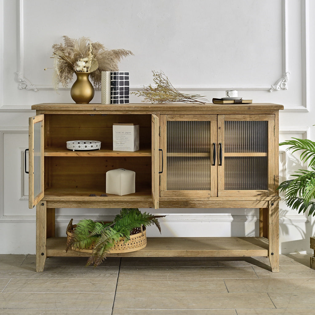 Rectangle Accent Sideboard Cabinet With Storage Shelf - Natural Wood