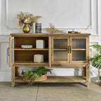 Rectangle Accent Sideboard Cabinet With Storage Shelf - Natural Wood