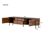 Fluted TV Stand With Storage Drawers And Cabinets For TVs Up - Walnut