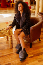 The Kajapati Black Leather Natural Fur Mid Calf Women Boot