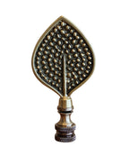 Birch Leaf Decorative Lamp Finial Antique Brass, 3.25"h