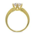 CZ 7mm Sterling Silver Gold Plated Crossover Halo Engagement Ring