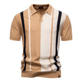 Abstract Striped Polo T-Shirt // Khaki