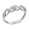 CZ 4mm Sterling Silver Plated Crossover Heart Halo Promise, Engagement Ring