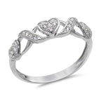 CZ 4mm Sterling Silver Plated Crossover Heart Halo Promise, Engagement Ring