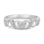 CZ 4mm Sterling Silver Plated Crossover Heart Halo Promise, Engagement Ring