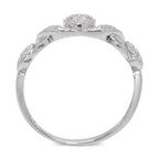 CZ 4mm Sterling Silver Plated Crossover Heart Halo Promise, Engagement Ring