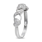CZ 4mm Sterling Silver Plated Crossover Heart Halo Promise, Engagement Ring