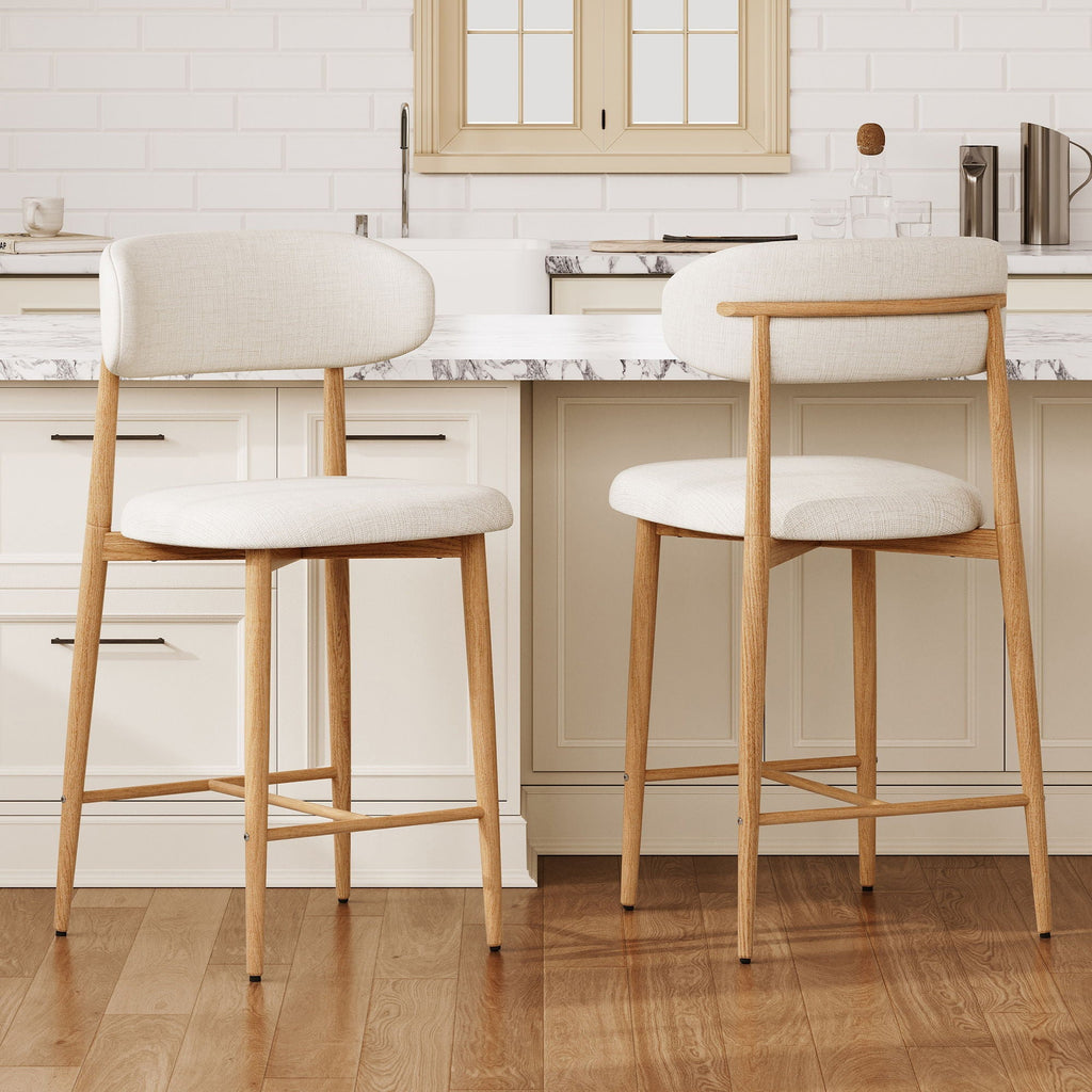 Upholstered Counter Height Bar Stools Island (Set of 2) - Beige