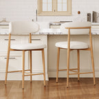 Upholstered Counter Height Bar Stools Island (Set of 2) - Beige