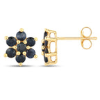 0.84 Carat Genuine Blue Sapphire 10K Yellow Gold Earrings