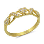 CZ 4mm Sterling Silver Gold Plated Crossover Heart Halo Engagement Ring