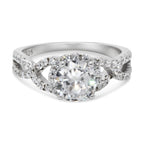 CZ 7mm Center Stone Sterling Silver Plated Crossover Halo Engagement Ring