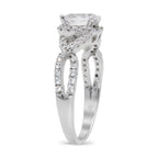 CZ 7mm Center Stone Sterling Silver Plated Crossover Halo Engagement Ring