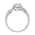 CZ 7mm Center Stone Sterling Silver Plated Crossover Halo Engagement Ring