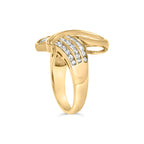 14K Yellow Gold 1 1/3 Cttw Channel Set Diamond Bypass Cocktail Ring (J-K Color, I1-I2 Clarity) - Ring Size 7