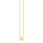 14k Yellow Gold Necklace with Polished Round Pendant with Diamond