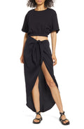 Free People Rae Waist Cutout Asymmetric Dress in Black, Size Small